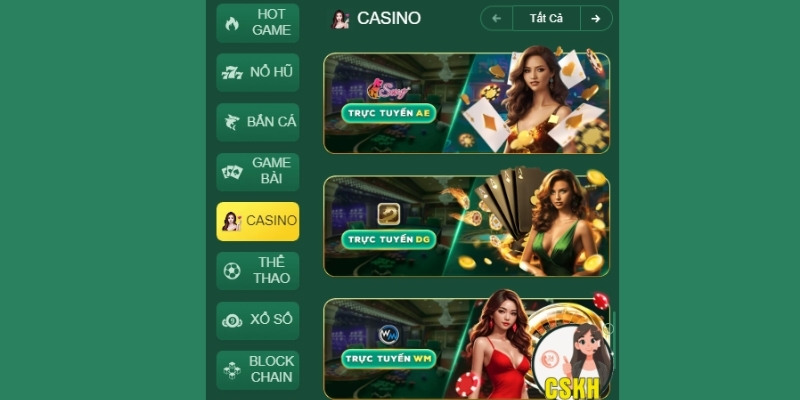 Các sảnh casino tiêu biểu của Hb88